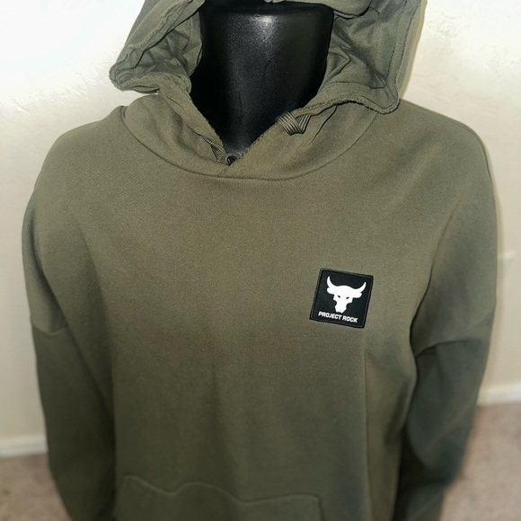 Men’s used pre owned Project Rock Under armour hoodie Olive logo size XL - Picture 2 of 7